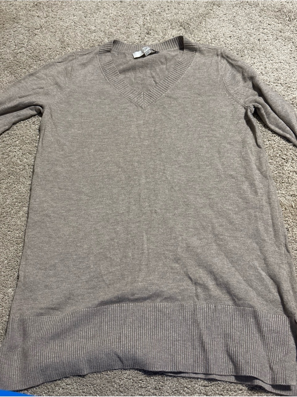 LOFT Women's V-Neck Sweater in Light Taupe